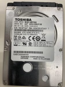 【データ復旧・データ復元成功実績】TOSHIBA MQ01ABF050 500GB PC内蔵SSD、OS起動しない