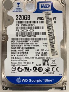 【データ復旧・データ復元成功実績】HDD Western Digtal WD3200BEVT-24A23T0 PC内蔵HDD 起動しない 異音あり