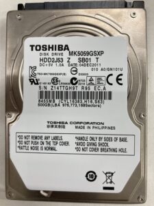 【データ復旧・データ復元成功実績】HDD TOSHIBA MK5059GSXP 500GB エラーでデータが見れない