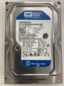【データ復旧・データ復元成功実績】HDD WD WD2500AAKX 250GB デスクトップPC内蔵HDD、認識しない。他社分解済。