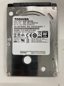 【データ復旧・データ復元成功実績】HDD(ハードディスク) TOSHIBA MQ01ABF050 500GB 外付USB内蔵HDD、認識しない。